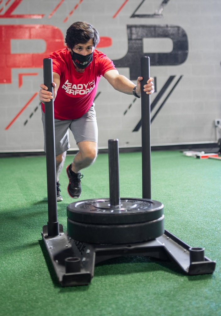 Sled push for online leg mass