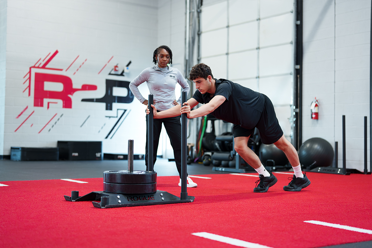 rehab 2 perform manassas virginia physical therapy sled push